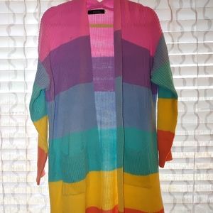 Long Stripped Colorful Cardigan